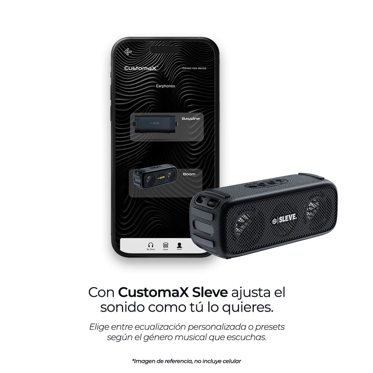 SLEVE - Parlante Bluetooth Sleve Boom Plus+ Portátil 20W IPX5 Auracast Multiconexión App Customax 10h Usb-c
