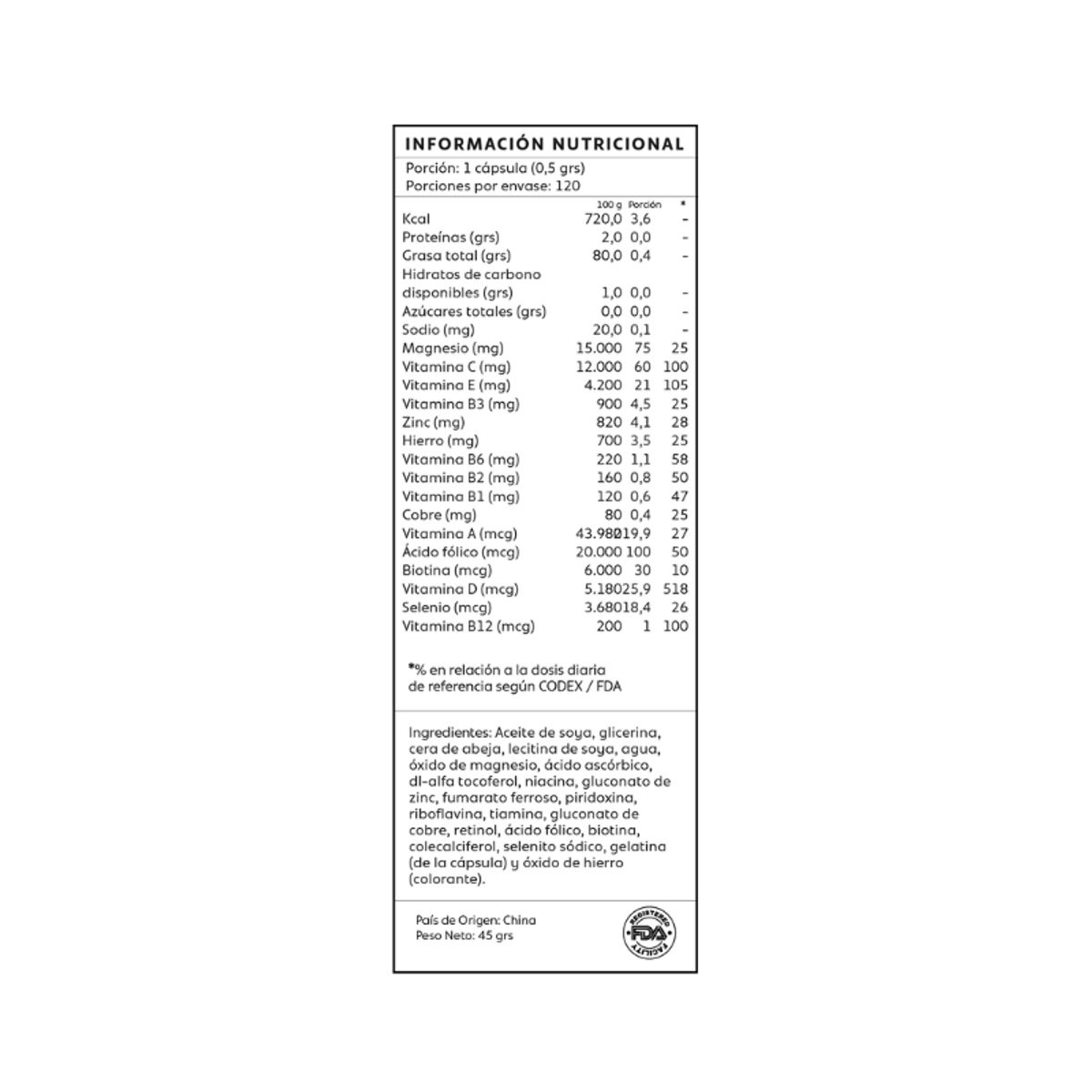 GENERICO - Multivitaminico 60 Capsulas Mind Nutrition