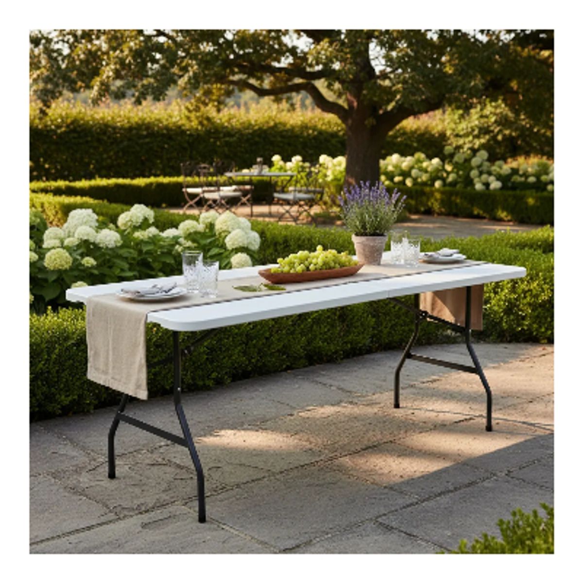 GENERICO - Mesa Plegable 150 Cm Maleta Para Camping Y Picnic Blanco