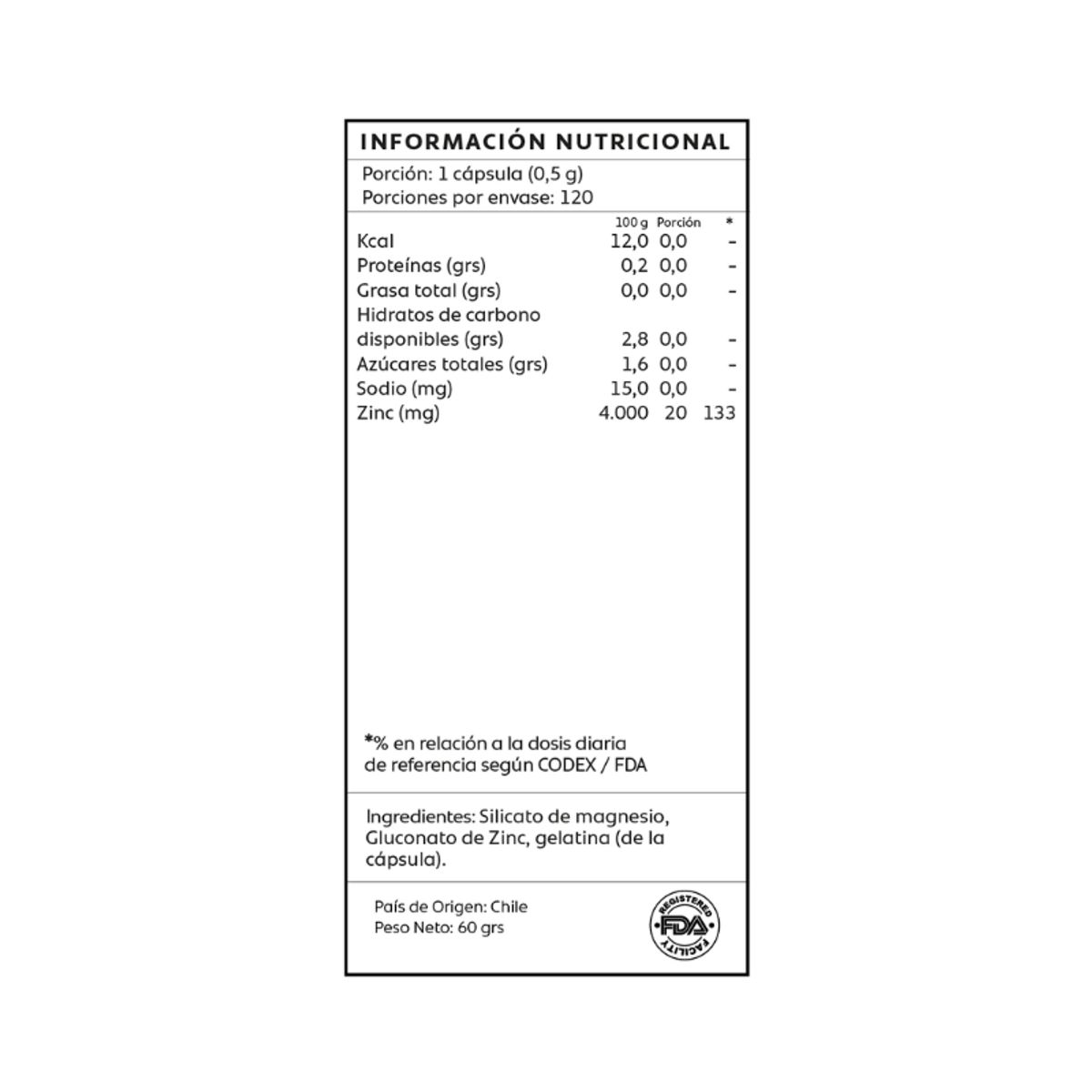 GENERICO - Zinc 120 Capsulas Mind Nutrition