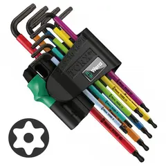 WERA - Set 9 Llaves Allen Torx BO Multicolor BlackLaser en Caja
