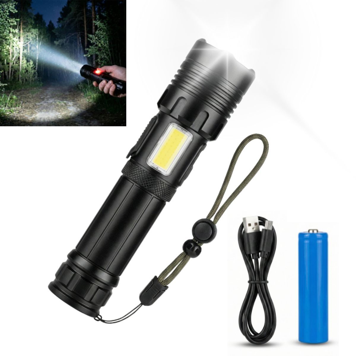 GENERICO - Linterna Led Recargable Táctica Alto Alcance 500m Usb Tipo C