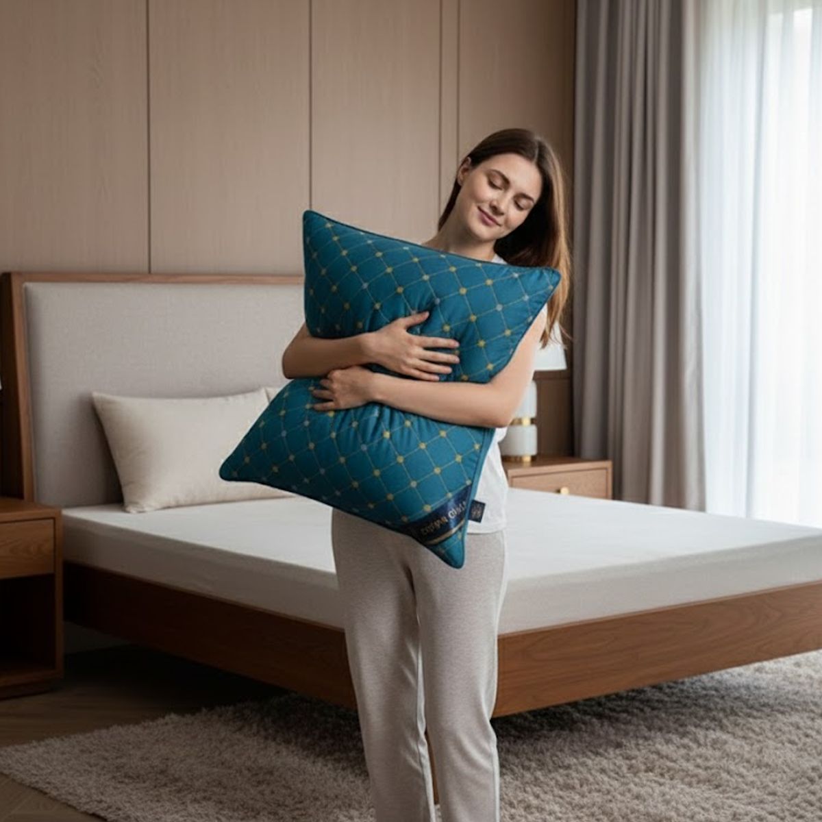 GENERICO - ALMOHADA TURQUESA 70x50 Cm Pack De 2 IDEAL PARA DORMITORIO SUAVE Y COMODA TFI