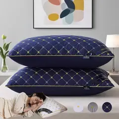 GENERICO - ALMOHADA AZUL 70x50 Cm Pack De 2 IDEAL PARA DORMITORIO SUAVE Y COMODA TFI
