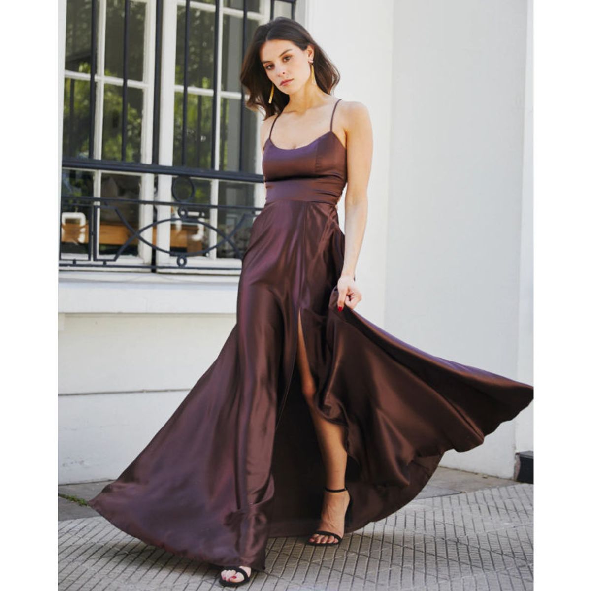 MI PLACARD - Vestido Largo de Fiesta Rafa Chocolate