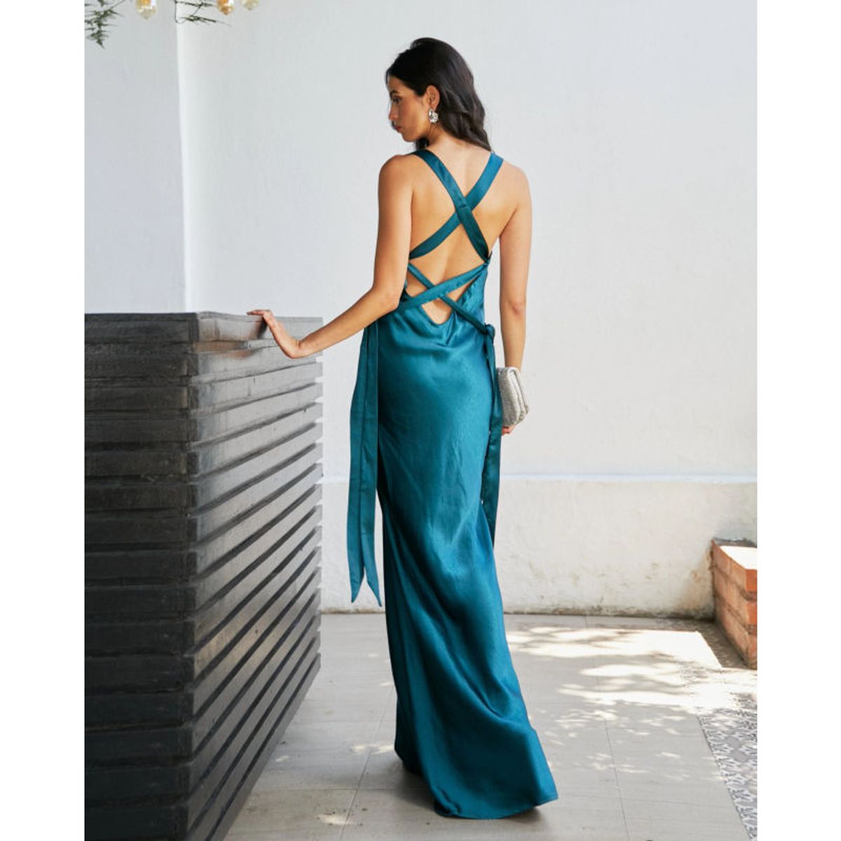 MI PLACARD - Vestido Largo de Fiesta Capri Turquesa Oscuro