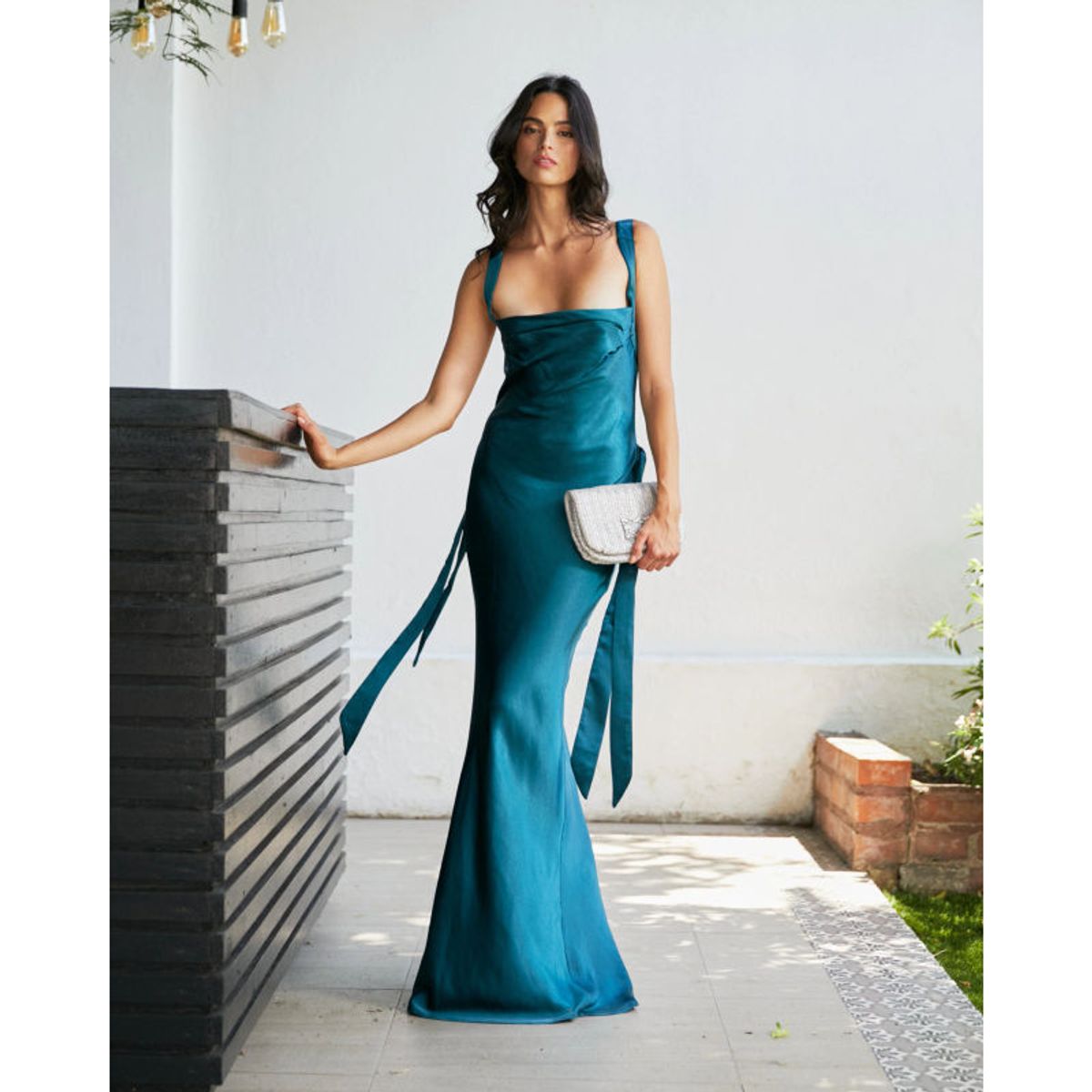 MI PLACARD - Vestido Largo de Fiesta Capri Turquesa Oscuro