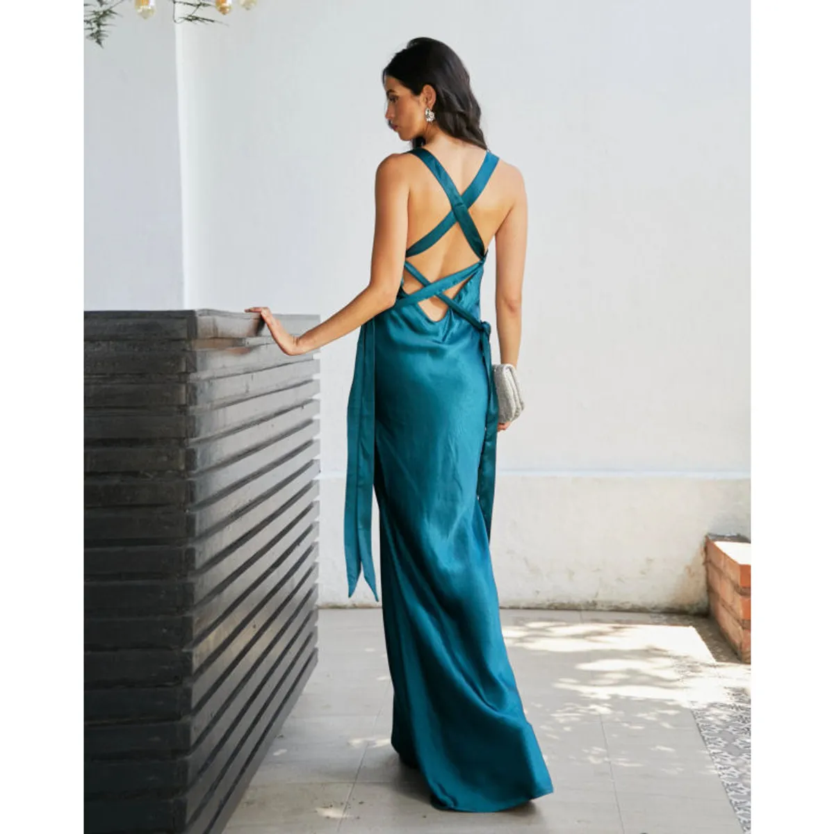 MI PLACARD - Vestido Largo de Fiesta Capri Turquesa Oscuro