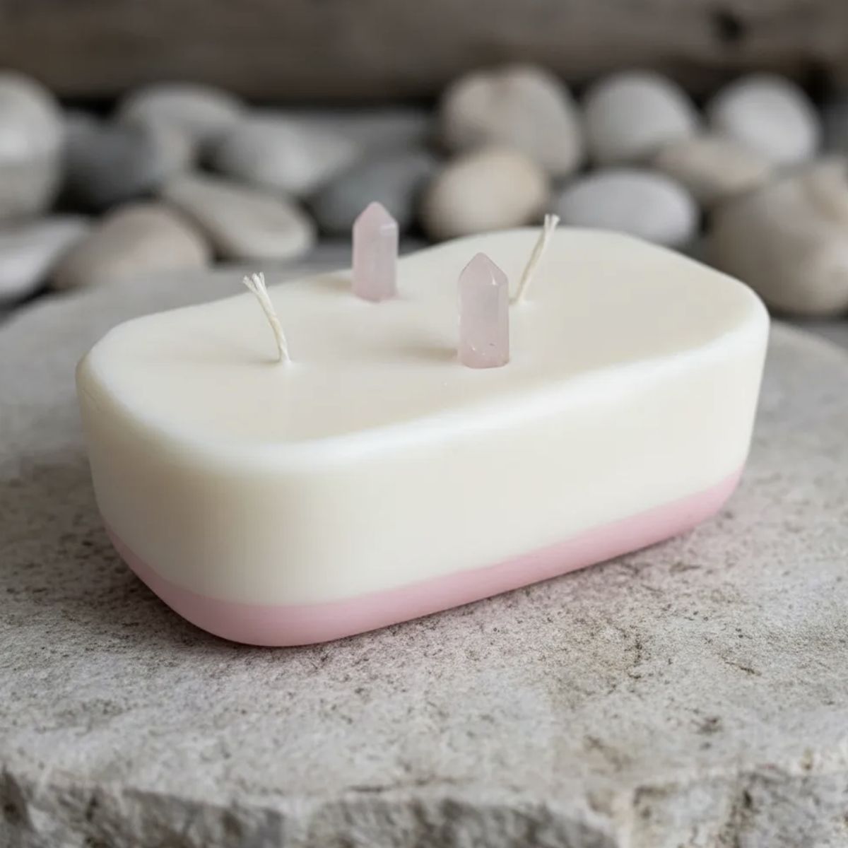 HAOKIDS - Vela energética con 2 cuarzos rosa naturales para atracción del amor