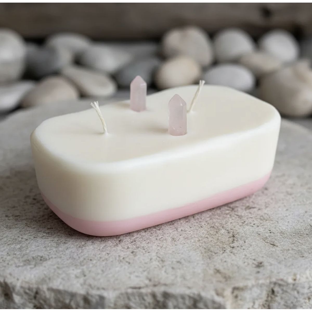 HAOKIDS - Vela energética con 2 cuarzos rosa naturales para atracción del amor