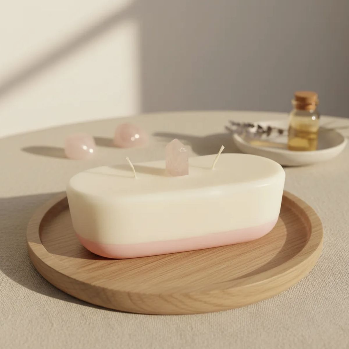 HAOKIDS - Vela energética con 2 cuarzos rosa naturales para atracción del amor