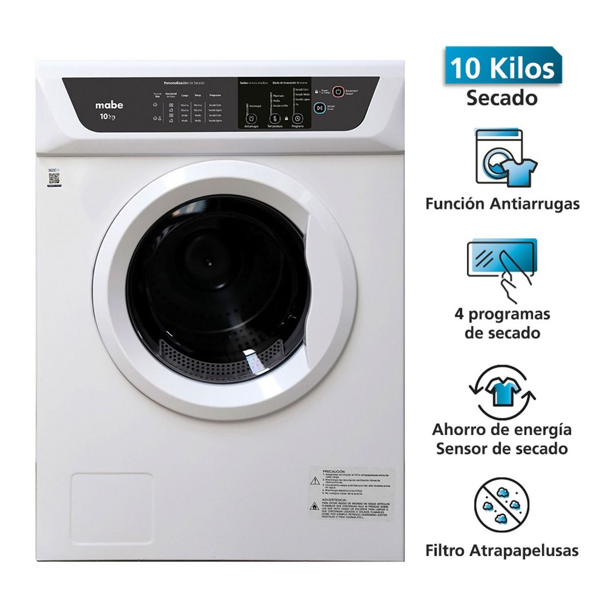 MABE - Secadora Eléctrica 10 Kg Evacuación SEM101BDBY Mabe