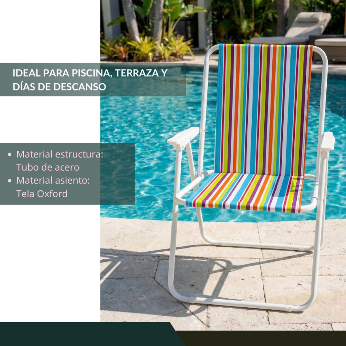 GENERICO - Silla Camping Plegable Playa Piscina Portátil Exteriores