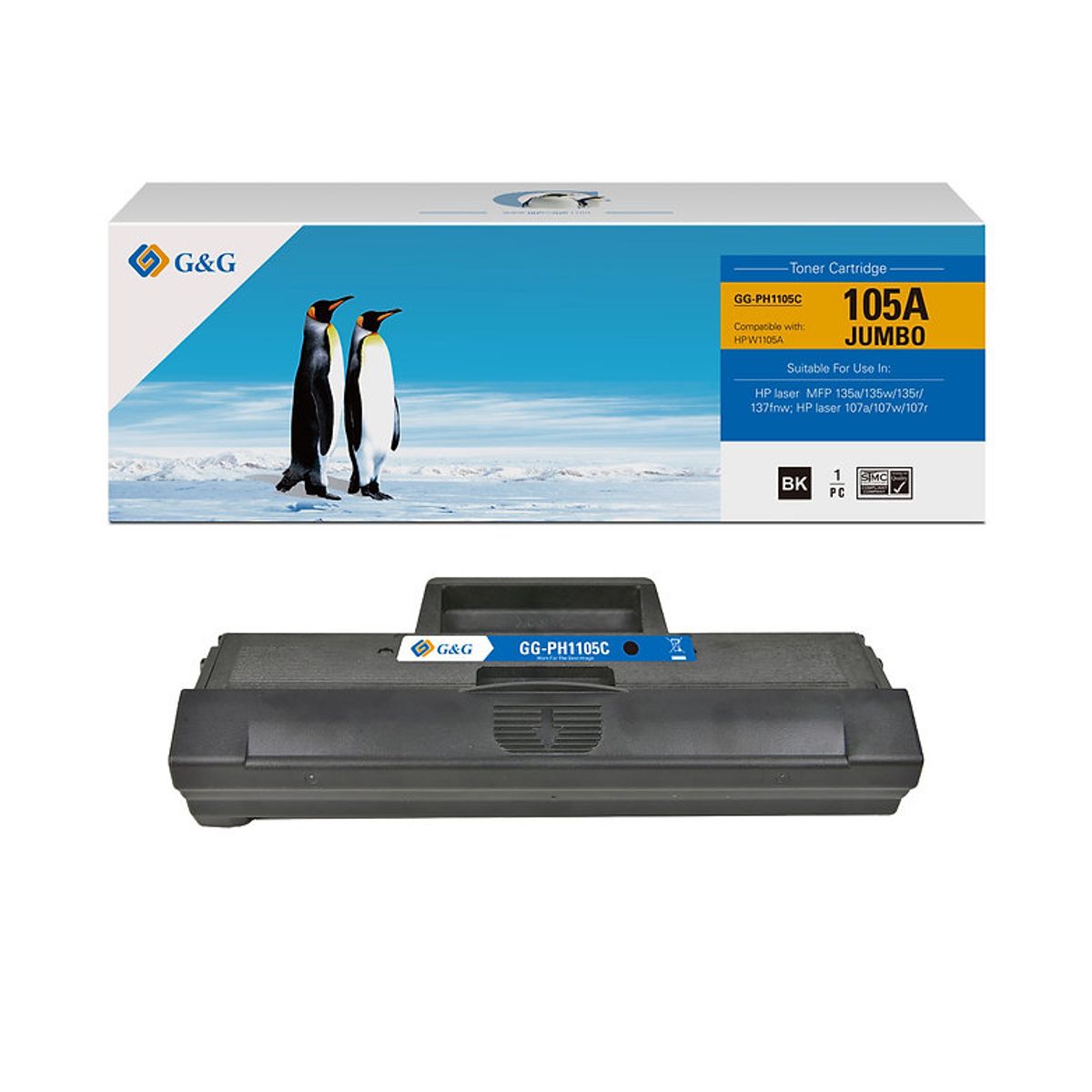 GENERICO - Toner Alternativo Para Hp 105A  W1105A Negro HP Laser 103A  107A  107R  107W