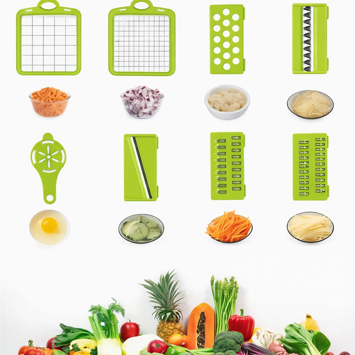 GENERICO - Picador y Rallador Multifuncional de Verduras con 8 Cuchillas Intercambiables