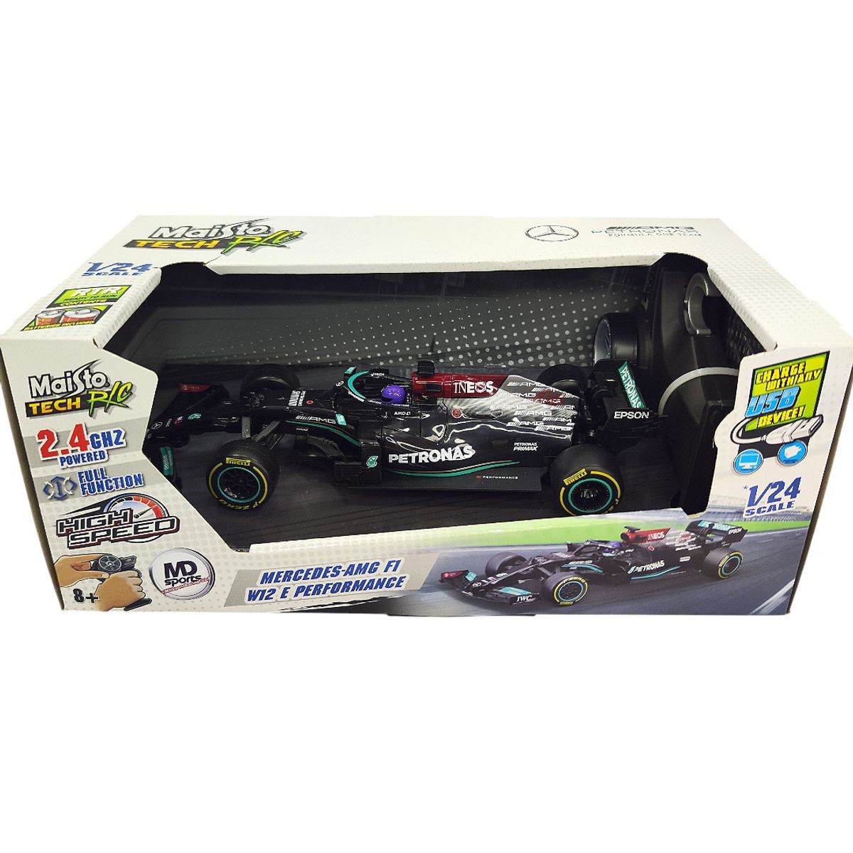 MAISTO - Auto Formula 1 Mercedes W12 2021 #44 Lewis Hamilton Maisto 1:24 Control Remoto