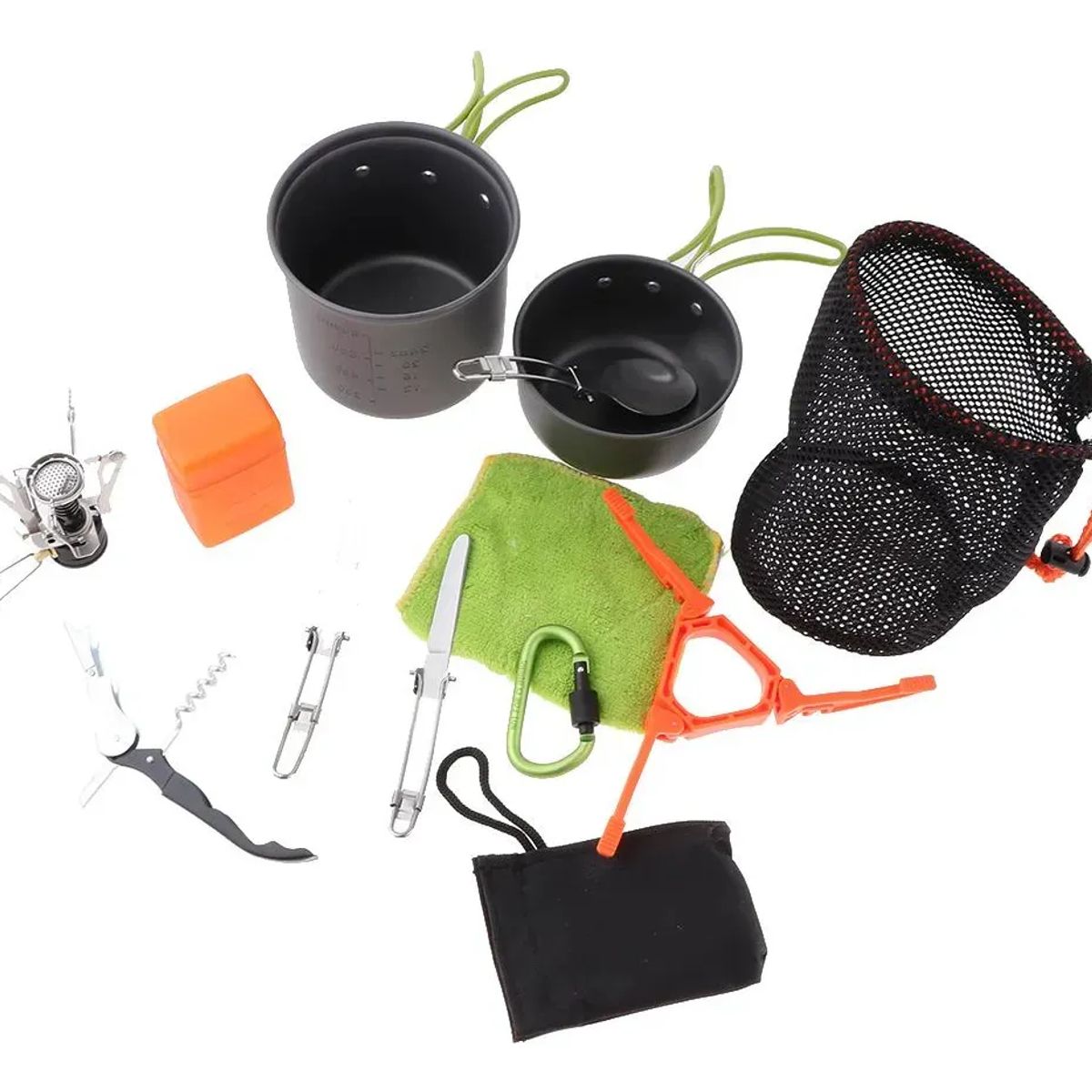 GENERICO - Kit Cocina Camping Ds-101 Olla + Sarten + Fogon Piezo + Otro