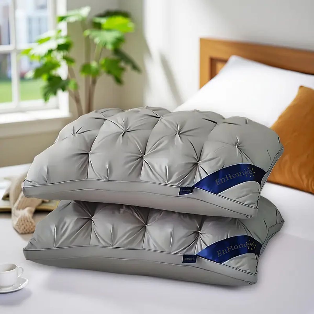 GENERICO - ALMOHADA GRIS 70x50 Cm Pack De 2 IDEAL PARA DORMITORIO SUAVE Y COMODA TFI