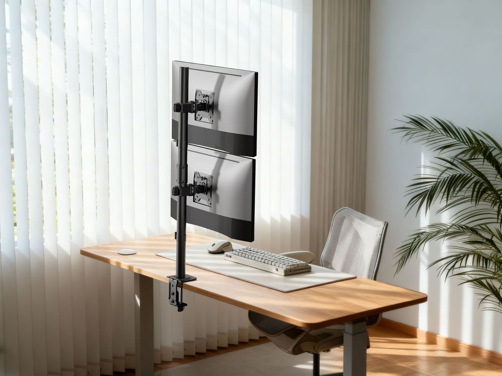 BRASFORMA Soporte para 2 monitores 17" ~ 32" en Vertical 20kg 360° - BM725