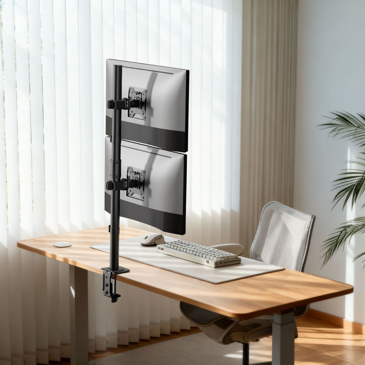 BRASFORMA - Soporte para 2 monitores 17" ~ 32" en Vertical  20kg  360° - BM725 Brasforma