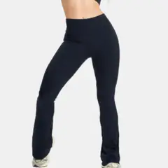 LIKE SHOP - Calza Delgada Yoga Flare Mujer Acanalada Tiro Alto 8006