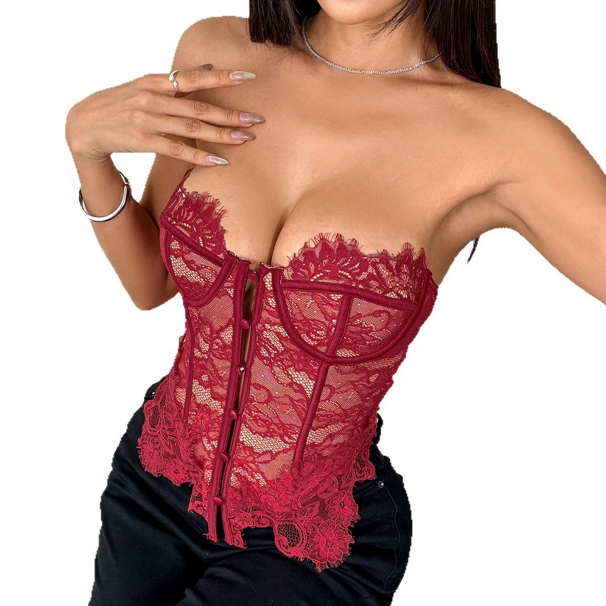 VELVET - Corset Encaje Emily Negro