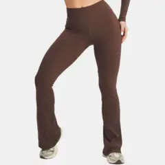 LIKE SHOP - Calza Delgada Yoga Flare Mujer Acanalada Tiro Alto 8006