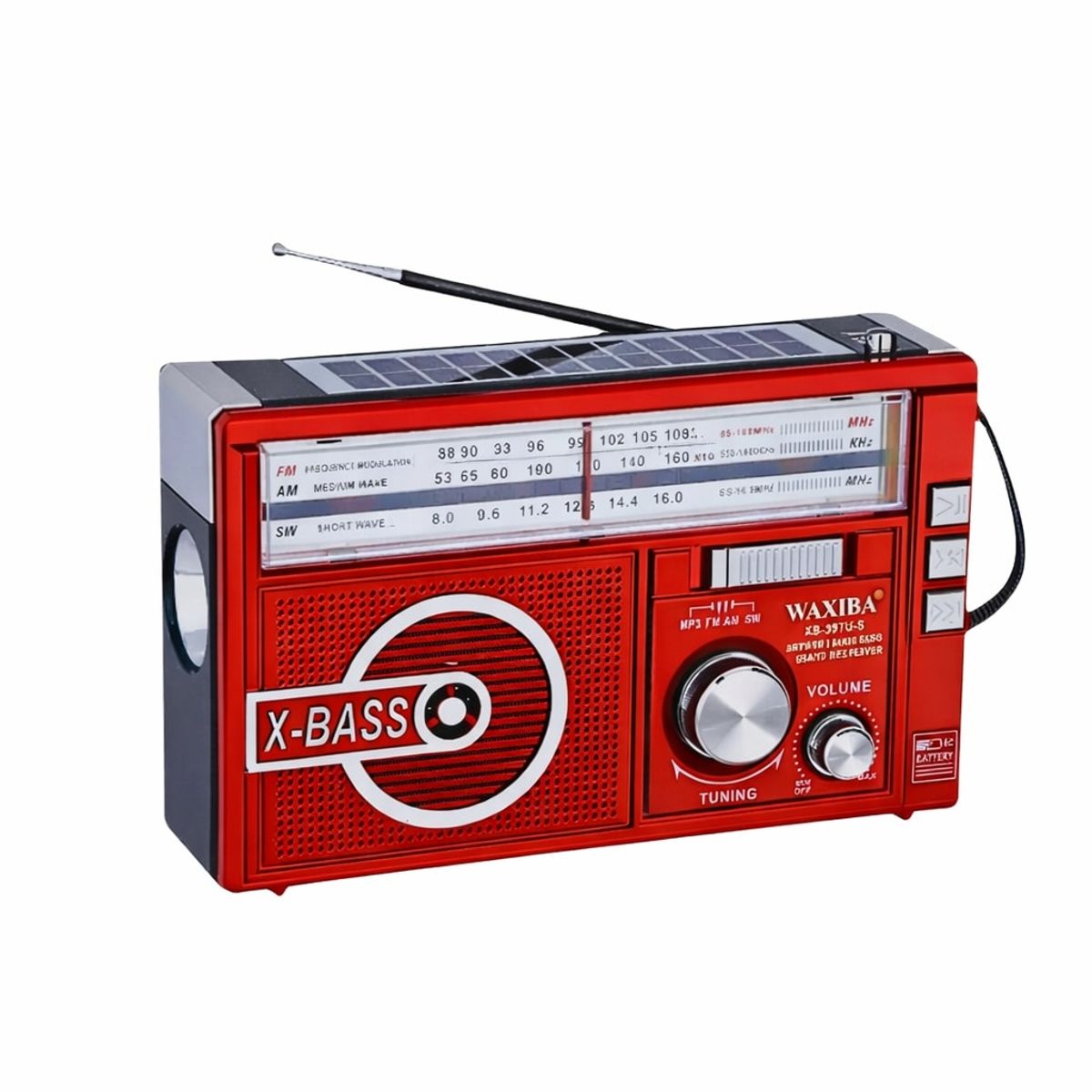 MOVI - Radio Portátil AM FM Solar, Recargable y a Pilas con Linterna, USB y Tarjeta SD  Ideal Emergencias y Camping
