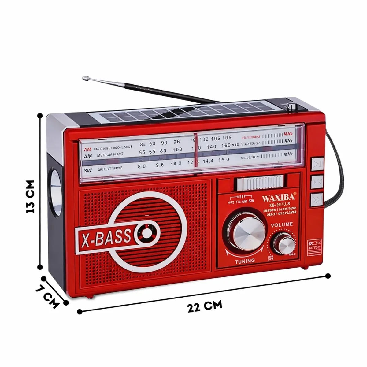 MOVI - Radio Portátil AM FM Solar, Recargable y a Pilas con Linterna, USB y Tarjeta SD  Ideal Emergencias y Camping