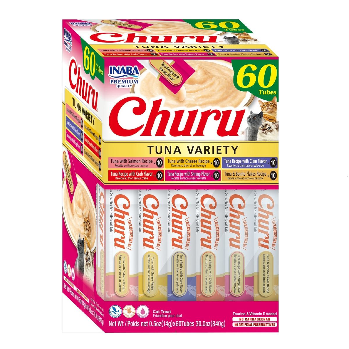 INABA - Churu Inaba 60 Tubitos Variedades de Atún para Gatos