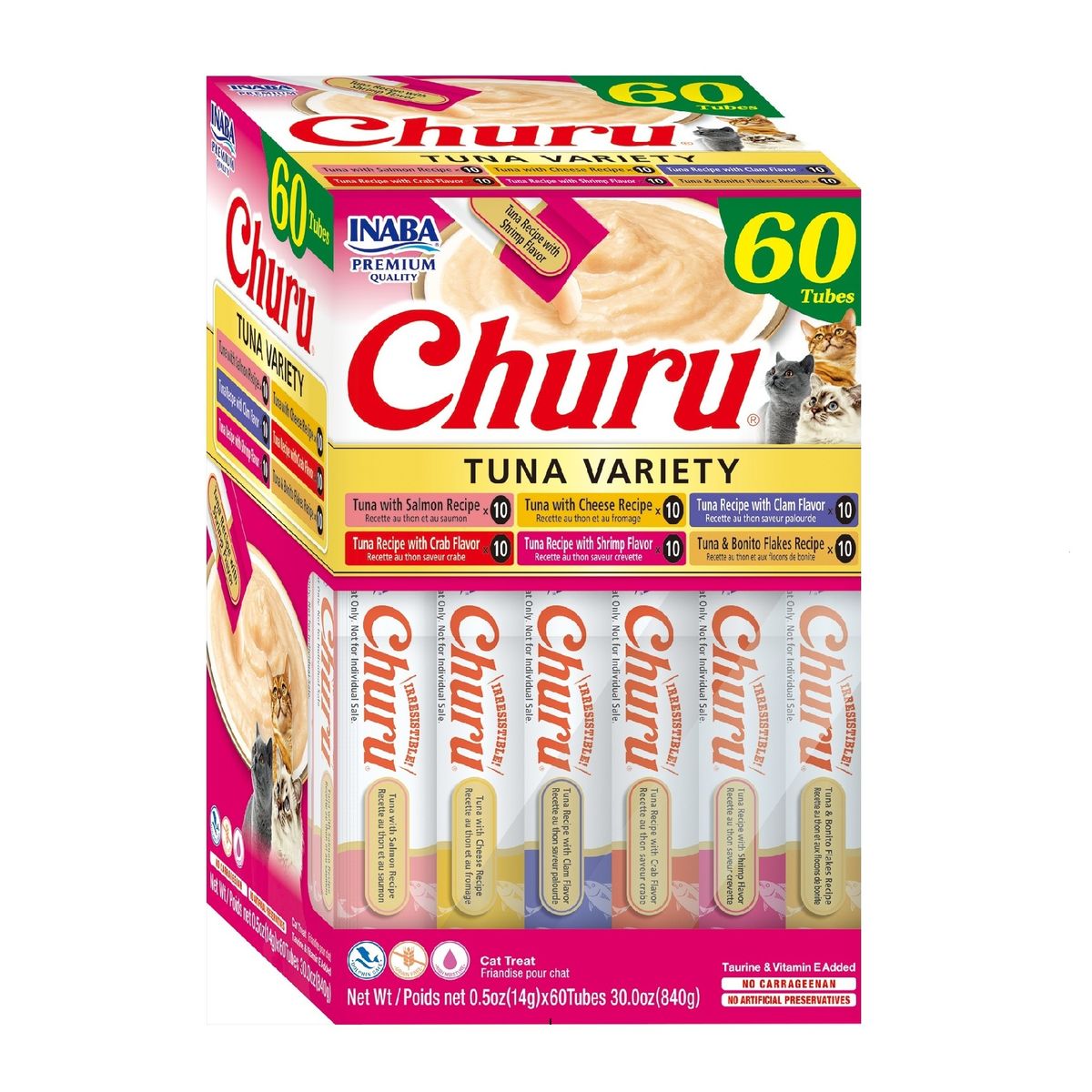 INABA - Churu Inaba 60 Tubitos Variedades de Atún para Gatos