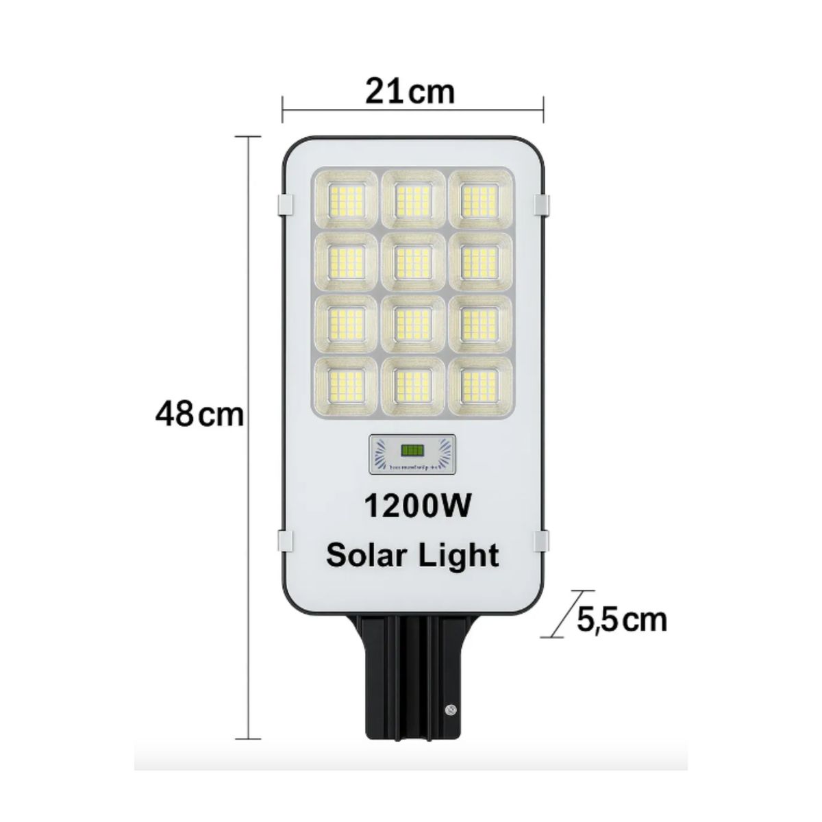 GENERICO - Foco Led Solar Exterior 1200w Soporte Potente Iluminación Gris Blanco Frío