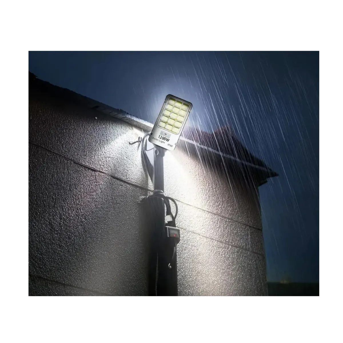 GENERICO - Foco Led Solar Exterior 1200w Soporte Potente Iluminación Gris Blanco Frío