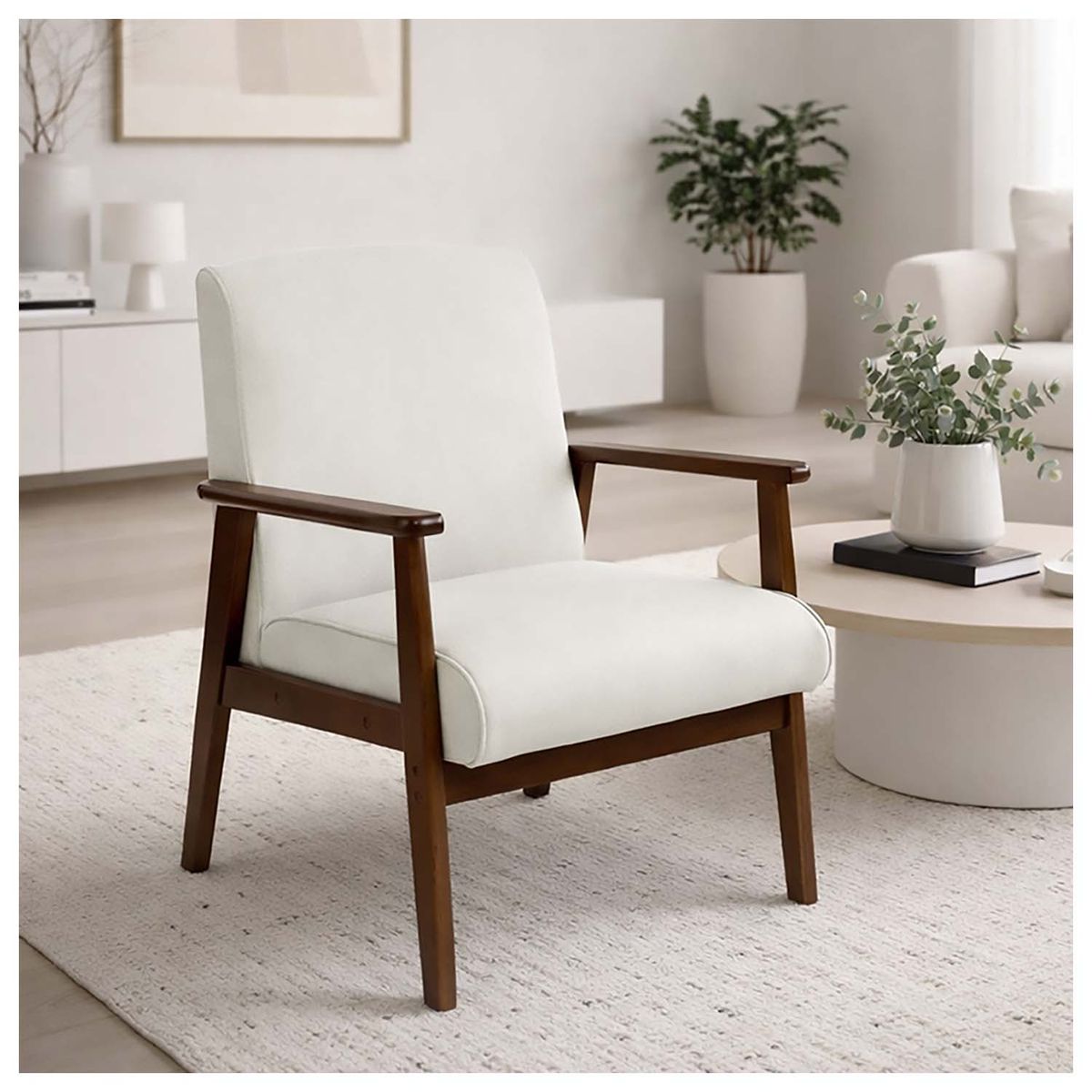 NOVAHUS - Poltrona Sitial Roma Madera Tela Beige