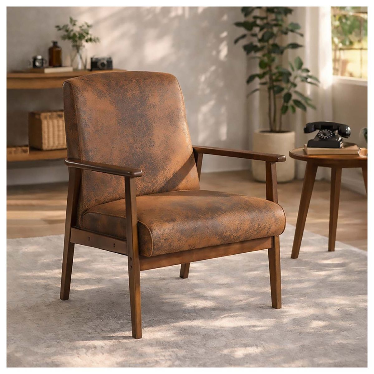 NOVAHUS - Poltrona Sitial Roma Madera Tela Café