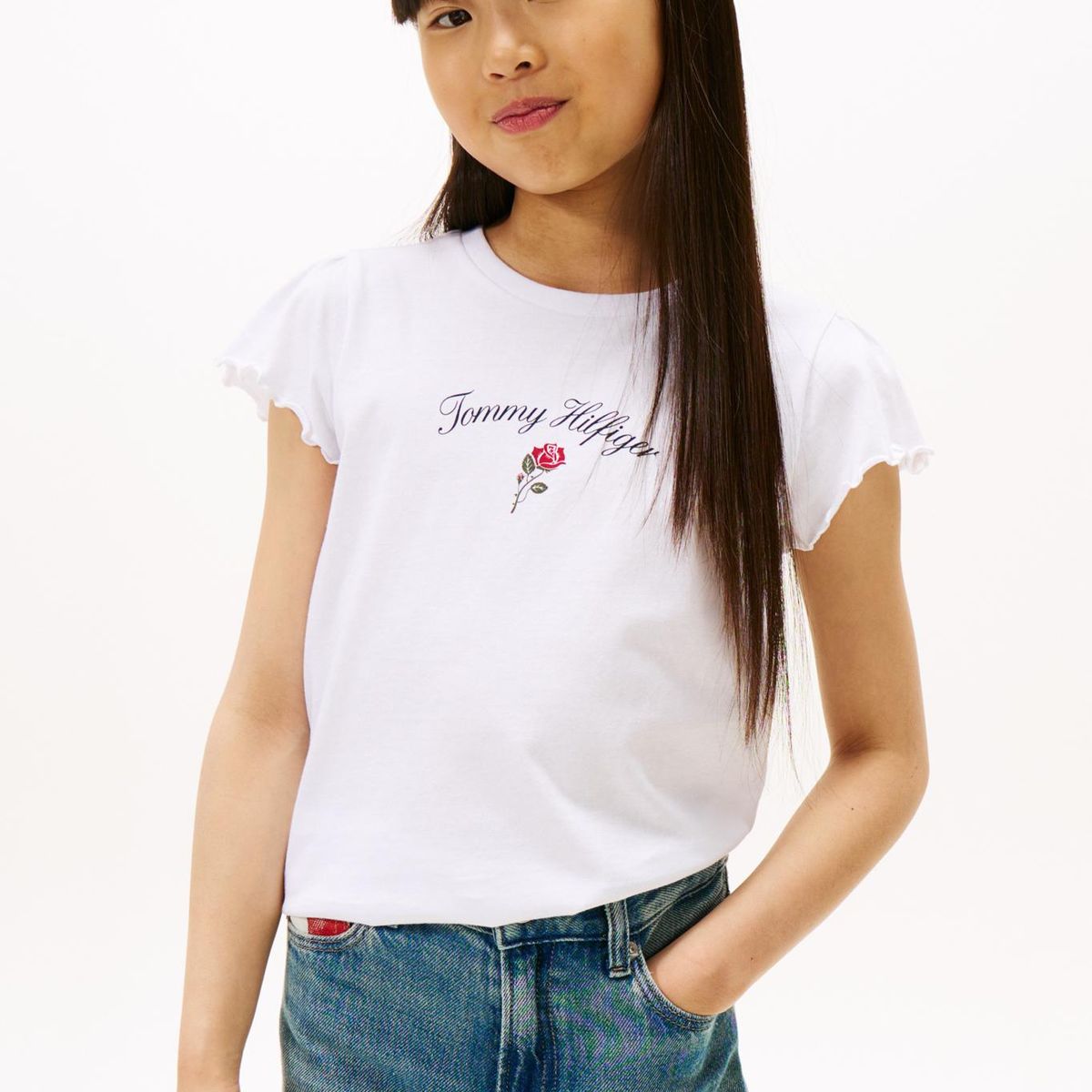 TOMMY HILFIGER - Polera Con Logo Script Gráfico Blanco Tommy Hilfiger