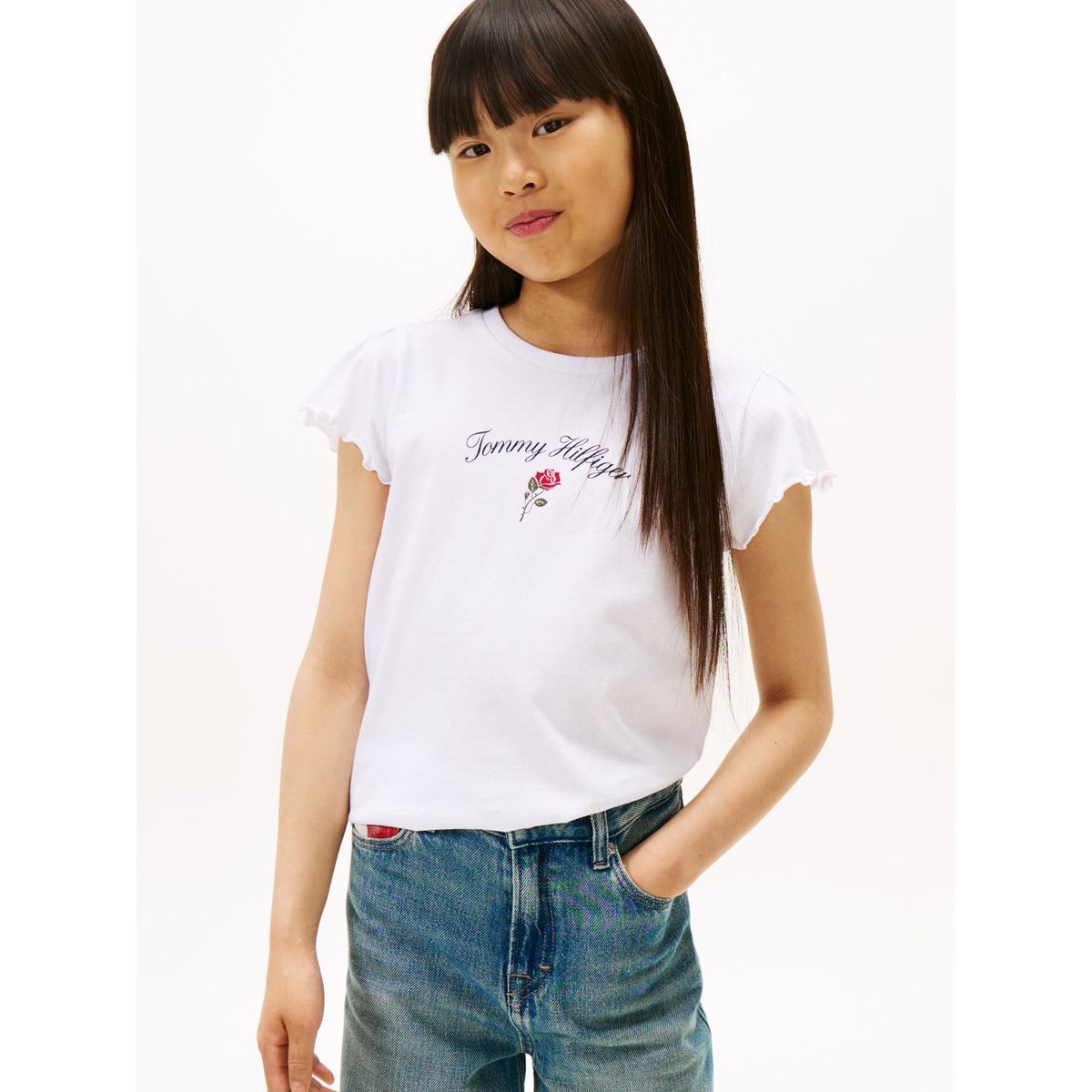 TOMMY HILFIGER - Polera Con Logo Script Gráfico Blanco Tommy Hilfiger