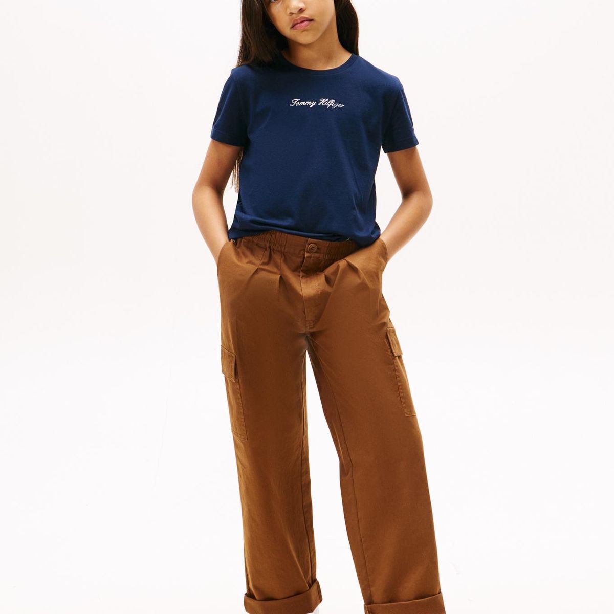 TOMMY HILFIGER - Polera Con Logo Script Azul Tommy Hilfiger