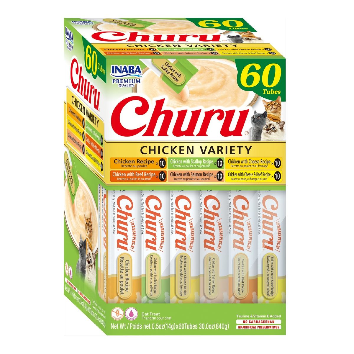 INABA - Churu Inaba 60 Tubitos Variedades de Pollo para Gatos