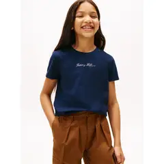 TOMMY HILFIGER - Polera Con Logo Script Azul