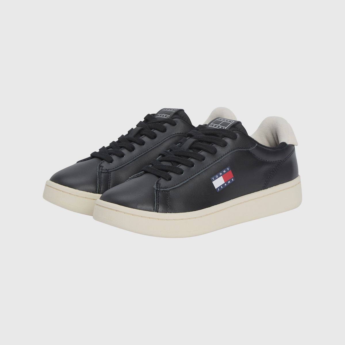 TOMMY HILFIGER - Zapatillas Archive De Cuero Negro Tommy Jeans