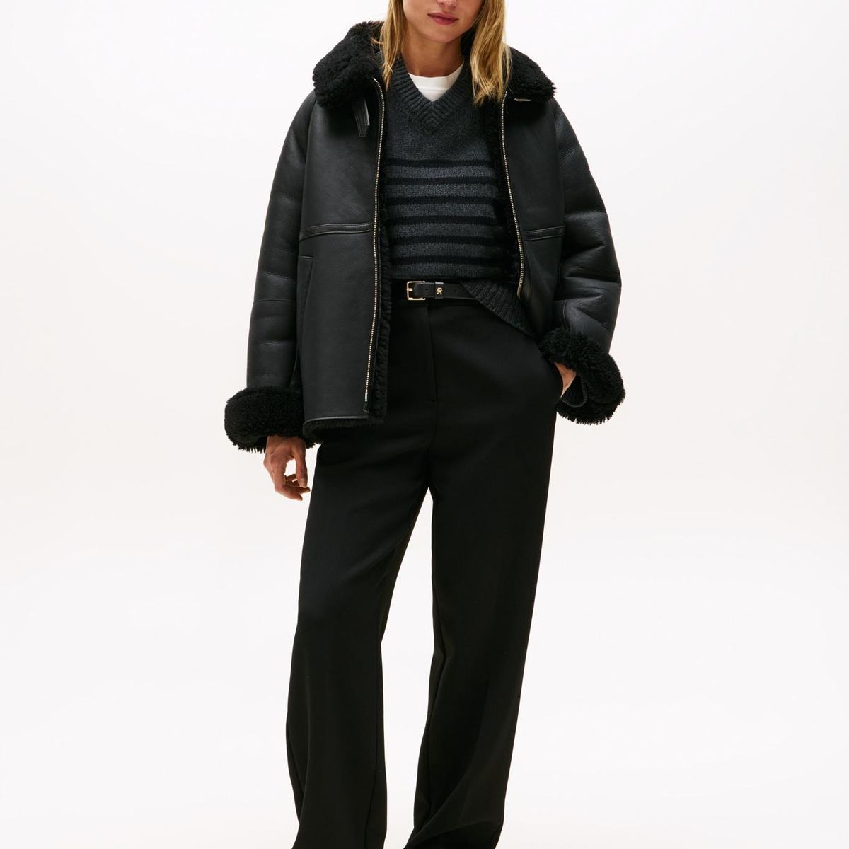 TOMMY HILFIGER - Zapatillas De Cuero Essential Chic Negro Tommy Hilfiger