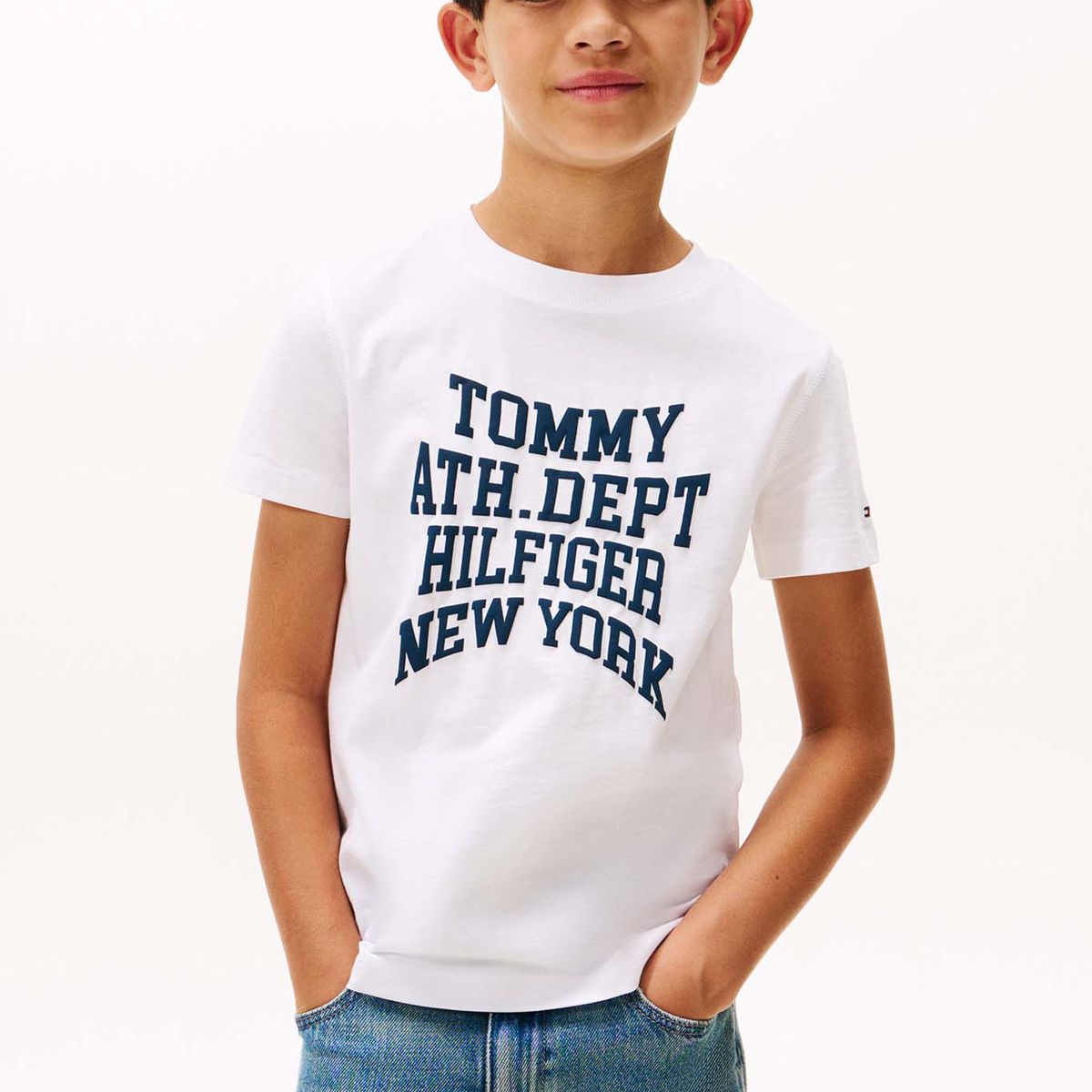 TOMMY HILFIGER - Polera Con Logo Varsity Blanco Tommy Hilfiger