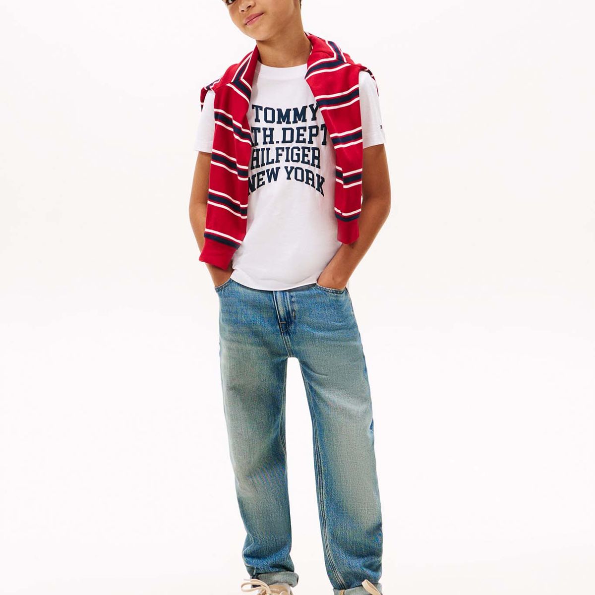 TOMMY HILFIGER - Polera Con Logo Varsity Blanco Tommy Hilfiger