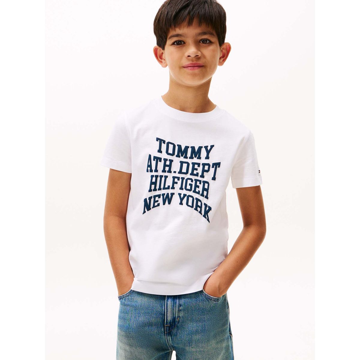 TOMMY HILFIGER - Polera Con Logo Varsity Blanco Tommy Hilfiger