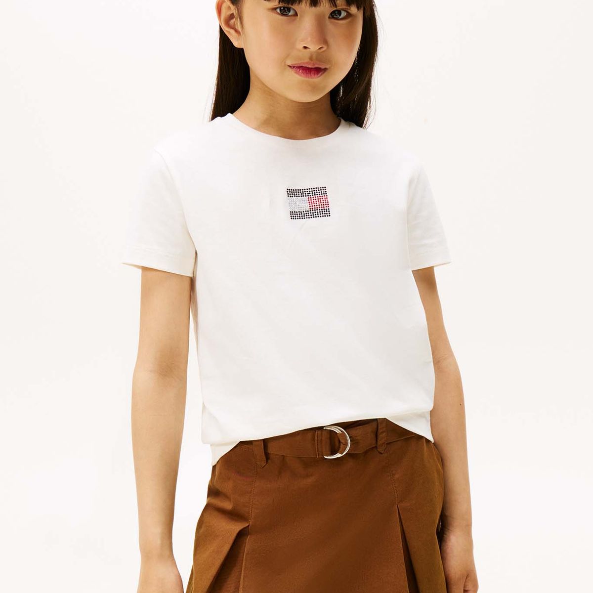 TOMMY HILFIGER - Polera Stone Flag Logo Blanco Tommy Hilfiger