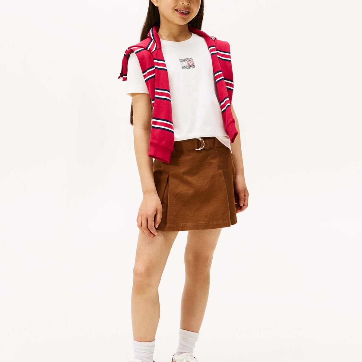 TOMMY HILFIGER - Polera Stone Flag Logo Blanco Tommy Hilfiger