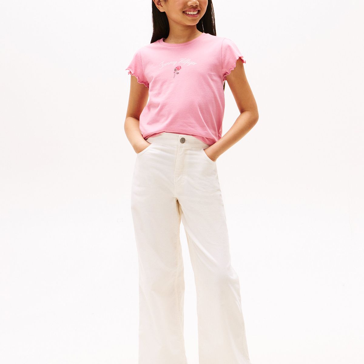 TOMMY HILFIGER - Polera Con Logo Script Gráfico Rosado Tommy Hilfiger