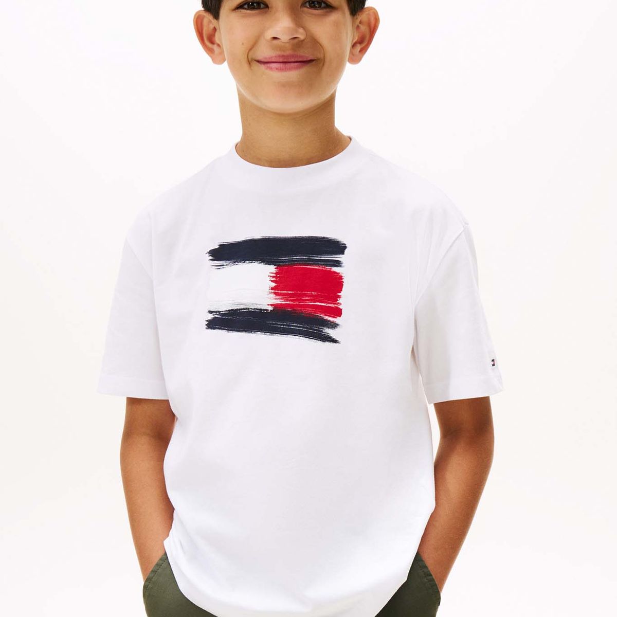 TOMMY HILFIGER - Polera Flag Archive Logo Blanco Tommy Hilfiger