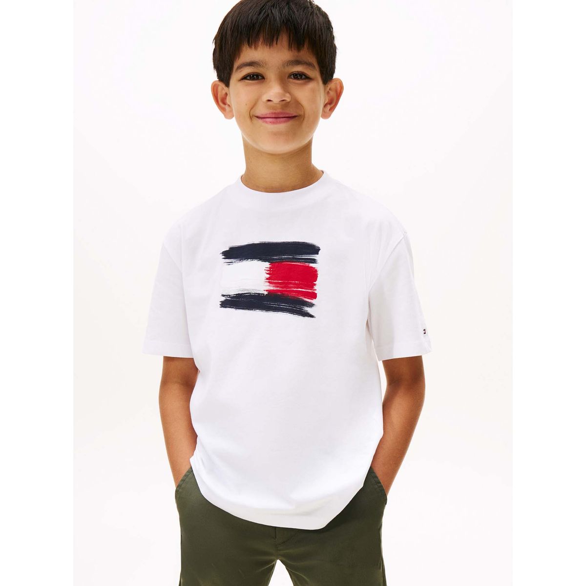 TOMMY HILFIGER - Polera Flag Archive Logo Blanco Tommy Hilfiger